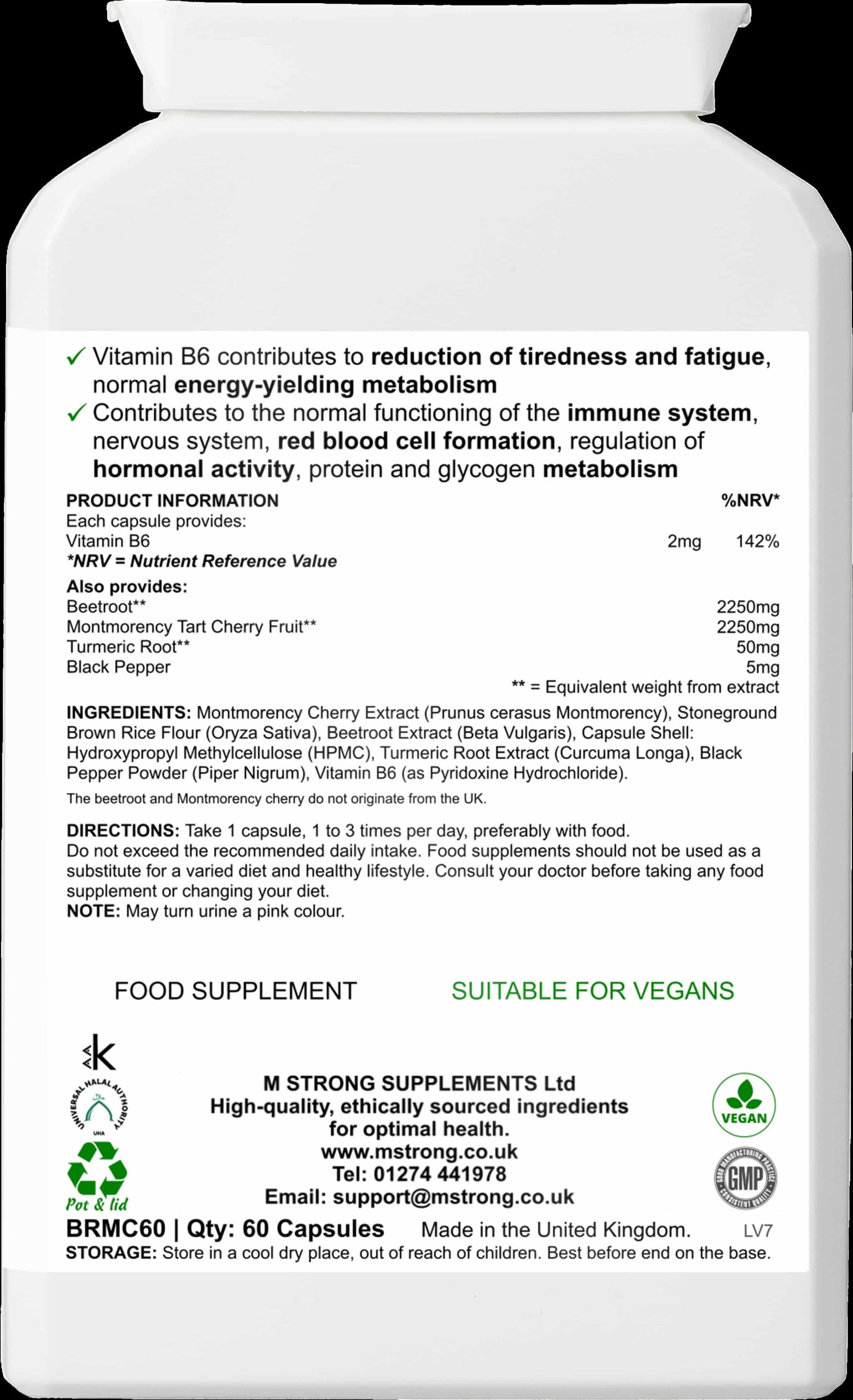 Beet&Cherry Strong Heart back pot image with ingredients of beetroot powder
