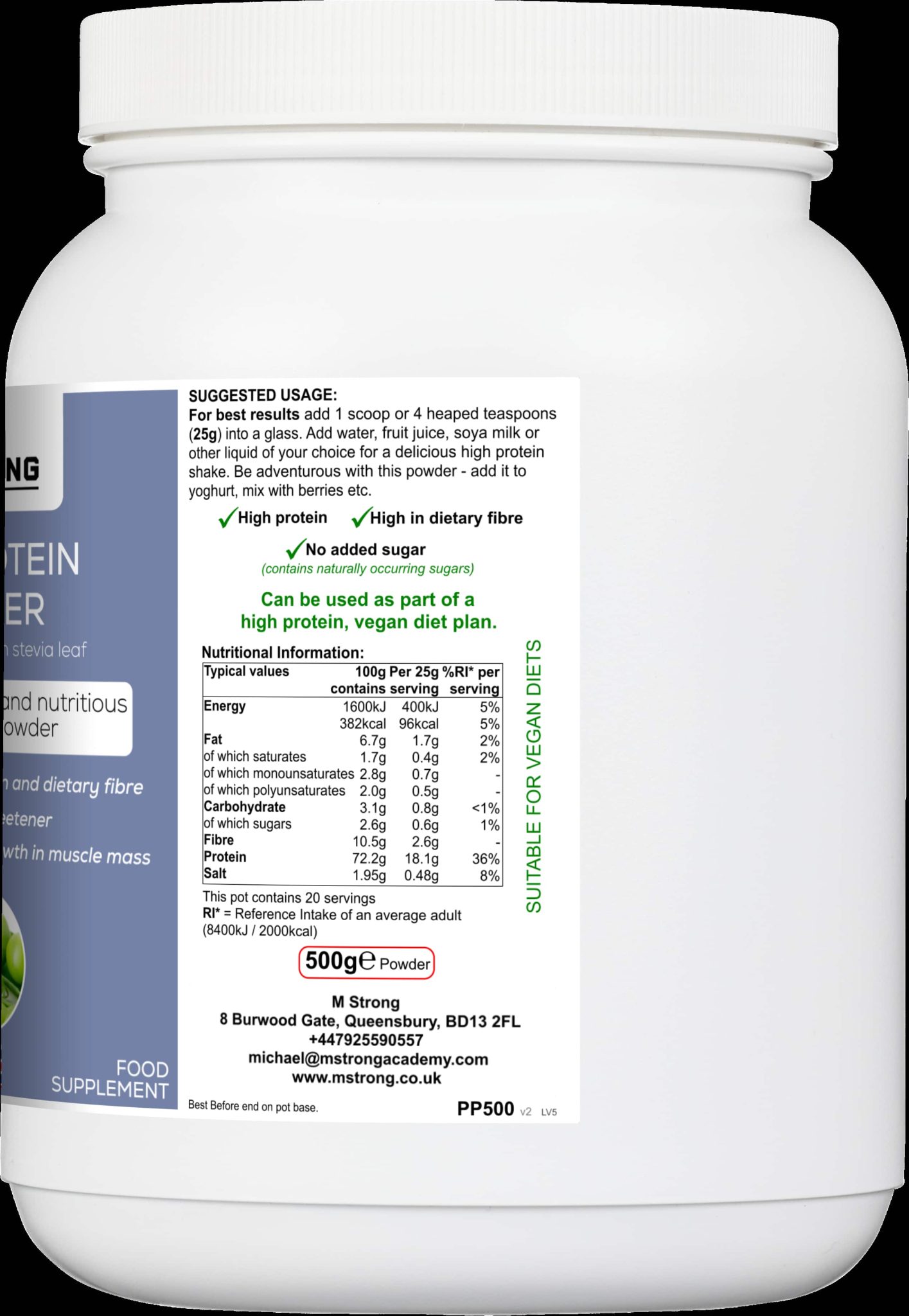 pea protein powder pot left side pot image