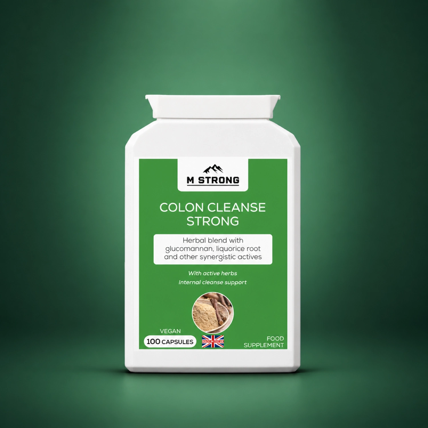 M Strong Colon Cleanse Strong 100 capsules with herbal blend and glucomannan for digestive and gut support
