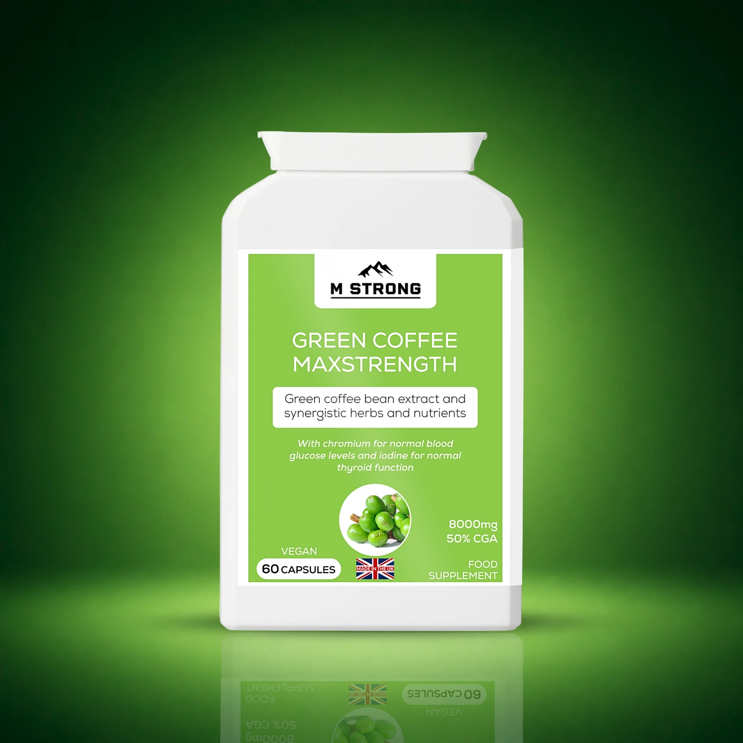 m-strong-green-coffee-maxstrength-8000mg-50-cga-60-capsules-uk (2) M Strong Green Coffee MaxStrength 8000mg 50% CGA capsules UK supplement for metabolism and energy support