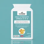 M Strong High Strength Omega 3 6 9 1000mg 60 capsules fish oil blend with vitamin E UK made