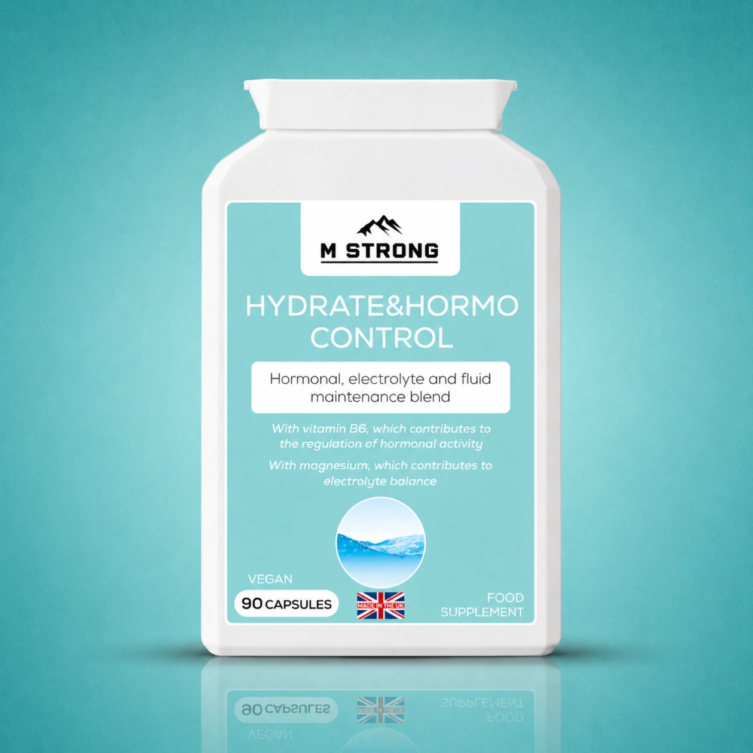 m-strong-hydrate-hormo-control-hormonal-electrolyte-support-90-capsules.webp M Strong Hydrate & Hormo Control 90 capsules, hormonal and electrolyte support supplement, UK made