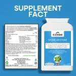 m-strong-spore-restore-supplement-facts-ingredients-label-gut-health.webp (1) M STRONG Spore Restore supplement facts and ingredients label showing zinc, herbs, probiotics and 60 capsules