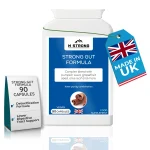 M STRONG Strong Gut Formula made in the UK, vegan digestive support supplement with 90 capsules