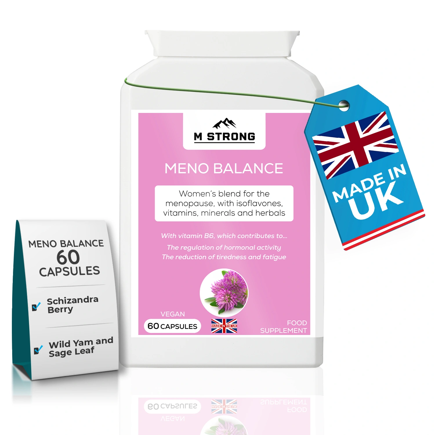 MENO BALANCE menopause supplement with vitamins and herbs, 60 capsules, vegan formula made in the UK