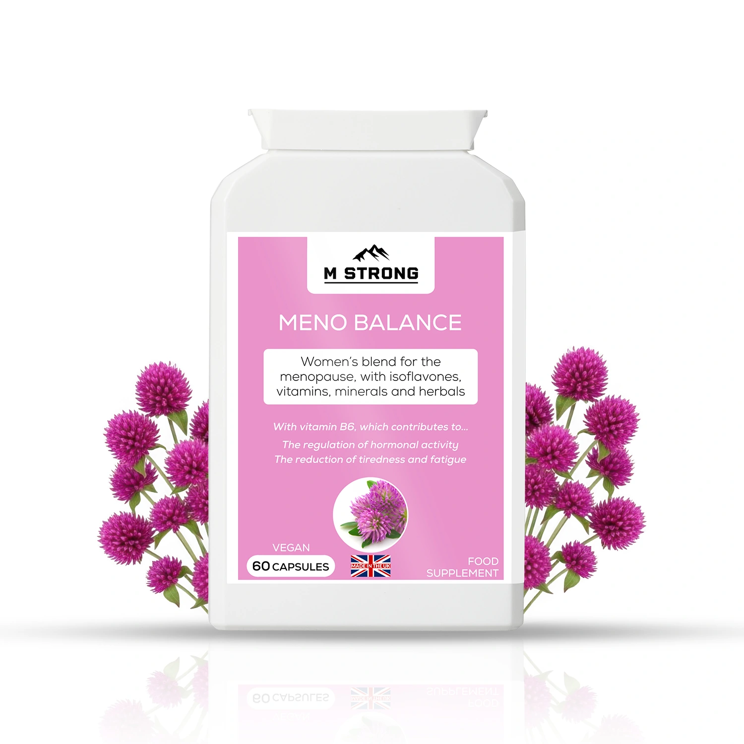 MENO BALANCE women’s menopause supplement with vitamins and herbs, 60 capsules, vegan formula made in the UK