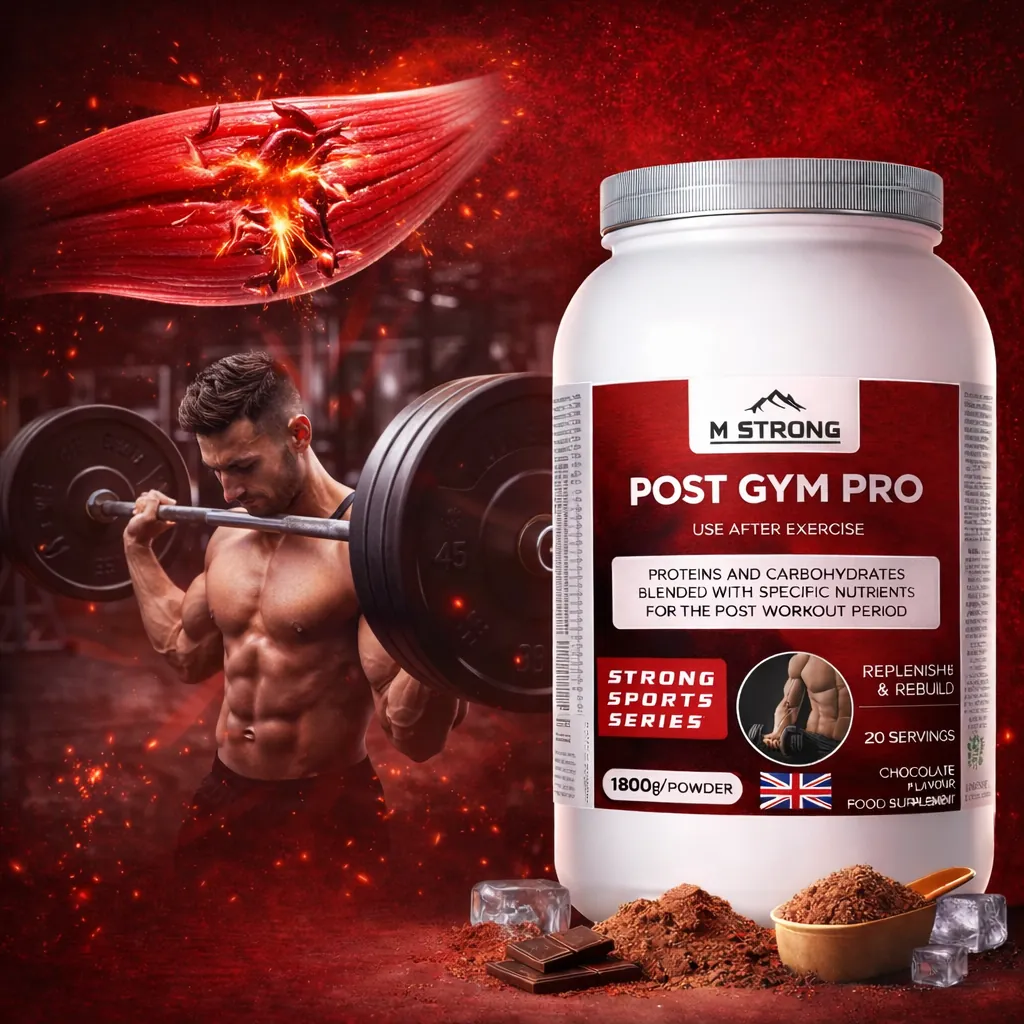 Post Gym Pro from M strong to help with muscle repair, muscle growth and recovery.