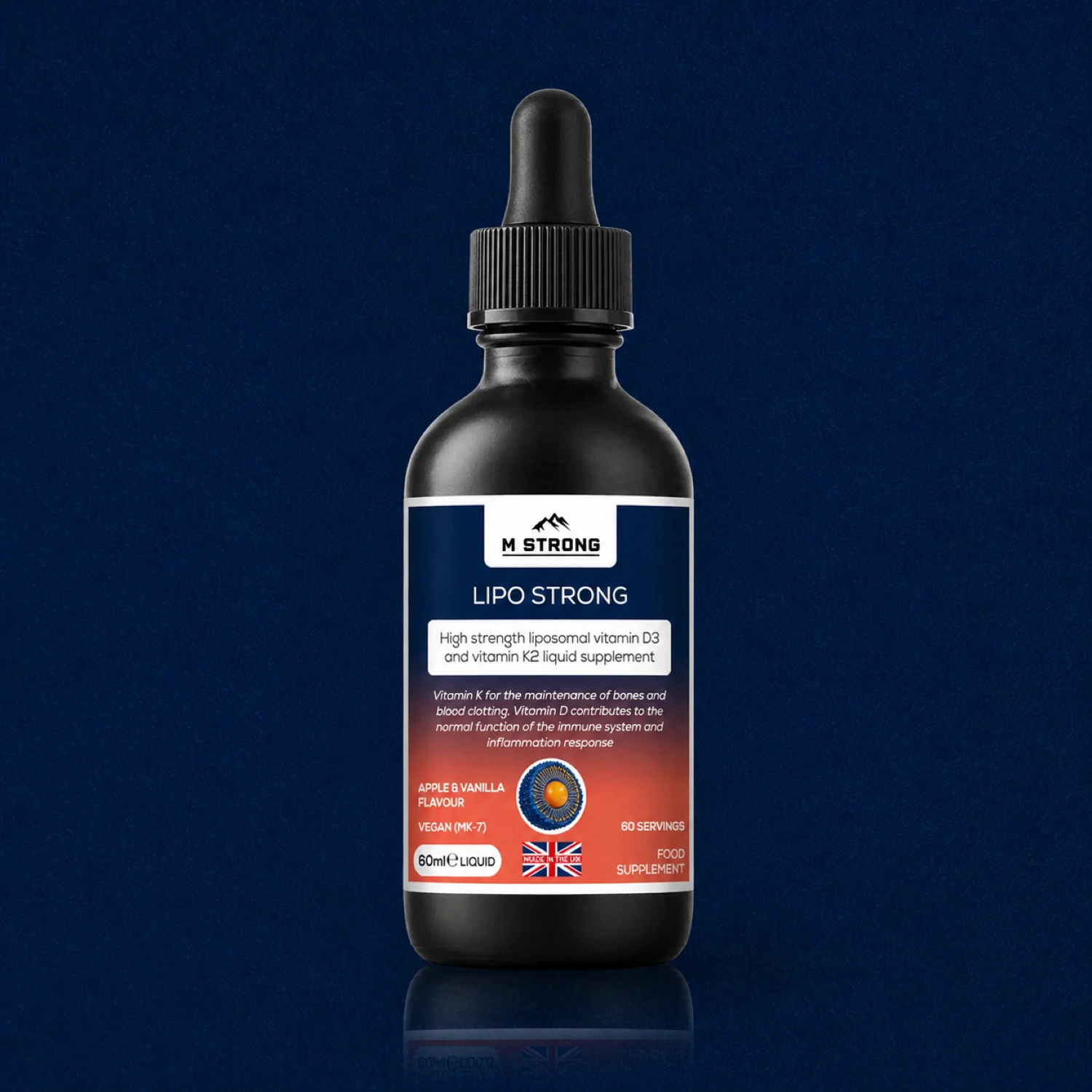 m-strong-lipo-strong-liposomal-vitamin-d3-k2-liquid-uk.webp M STRONG Lipo Strong liposomal vitamin D3 K2 liquid supplement UK black bottle premium wellness support