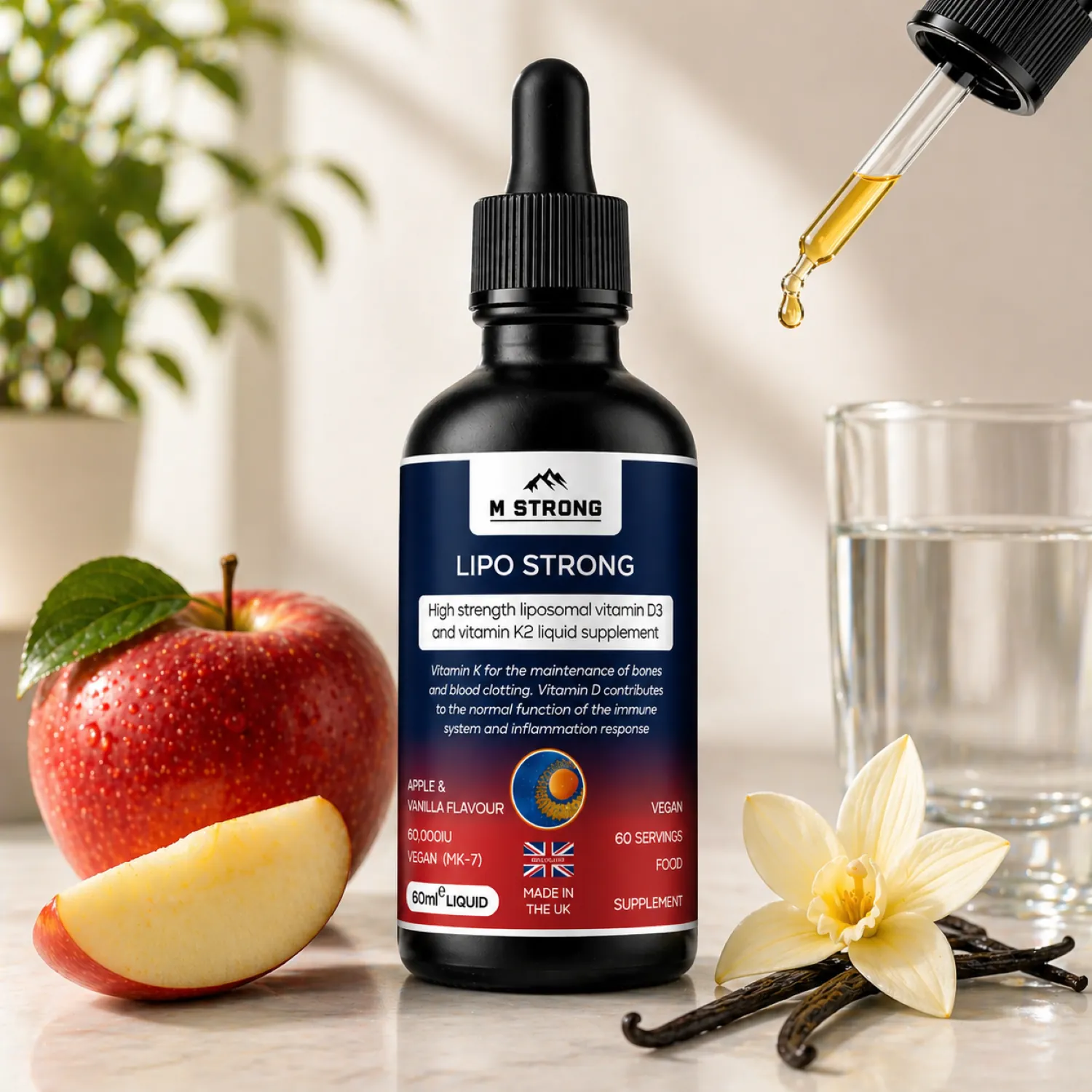 m-strong-lipo-strong-vitamin-d3-k2-liposomal-liquid-60ml-apple-vanilla-uk.webp M STRONG Lipo Strong vitamin D3 K2 liposomal liquid 60ml dropper bottle with apple and vanilla UK supplement