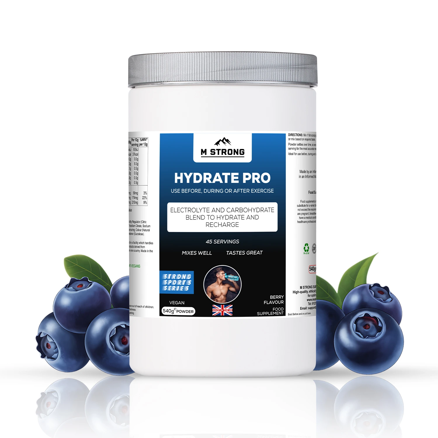 M STRONG HYDRATE PRO SHOWING BEERY FRUITS ARROUND THE POT