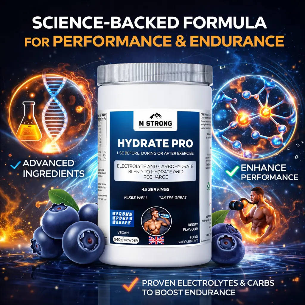 M STRONG HYDRATE PRO science-backed formula for recovery and performance