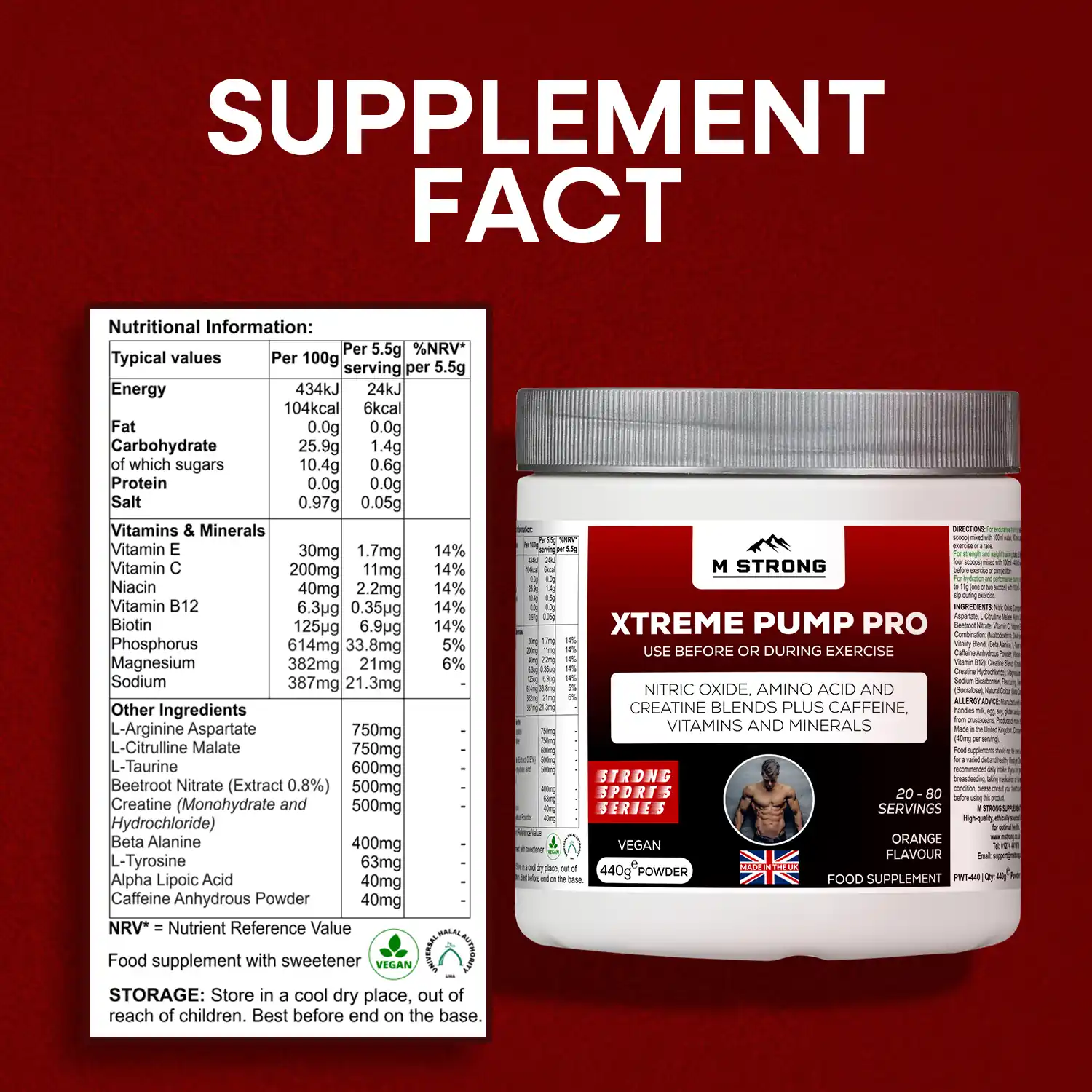 m-strong-xtreme-pump-pro-ingredients (1) Ingredient label showing what’s inside M STRONG Xtreme Pump Pro pre-workout formula