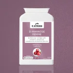 M STRONG D-MANNOSE FEMME urinary health supplement for women with cranberry, zinc, botanicals, and Lactobacillus acidophilus. Vegan capsules made in the UK.
